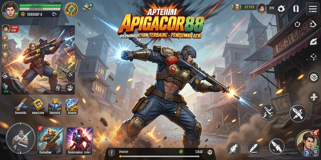 Screenshot utama APIGACOR88 menampilkan pertarungan seru dalam permainan action.