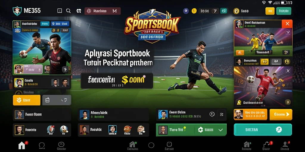 Screenshot utama ME355 menampilkan antarmuka taruhan olahraga yang interaktif.