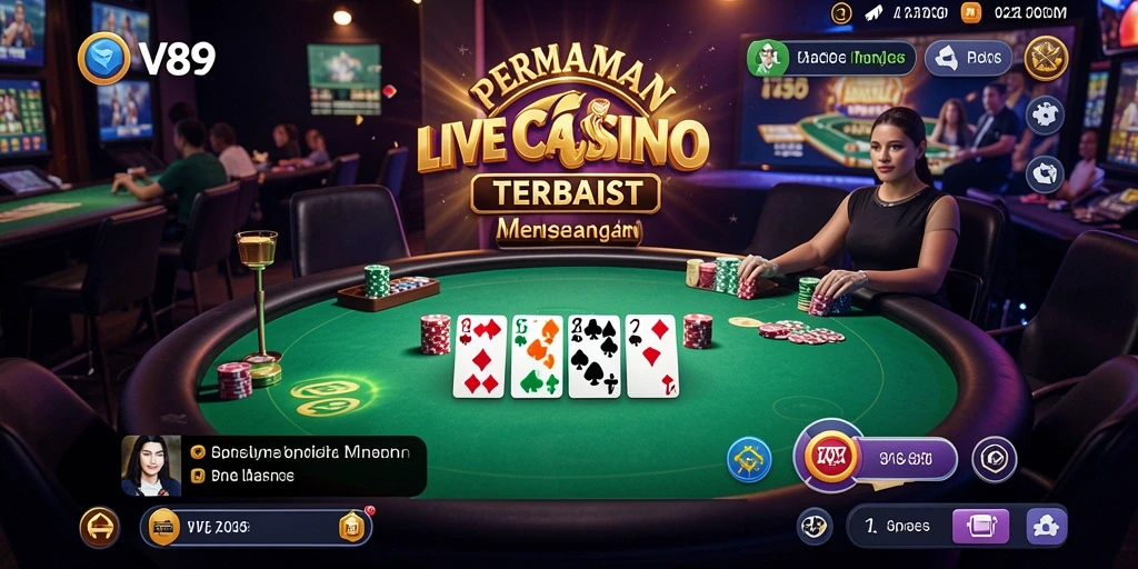 Tampilan menarik V89 saat permainan Live Casino dengan dealer profesional.